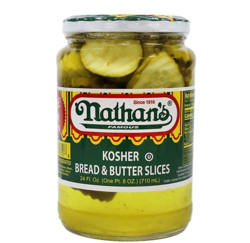 Pickles - Bread & Butter Kosher Chips Nathan's 24 oz