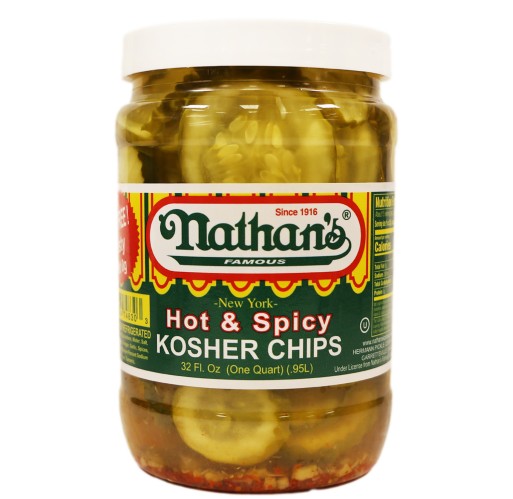 Pickles - Hot & Spicy Chips Kosher Nathan's 32 oz