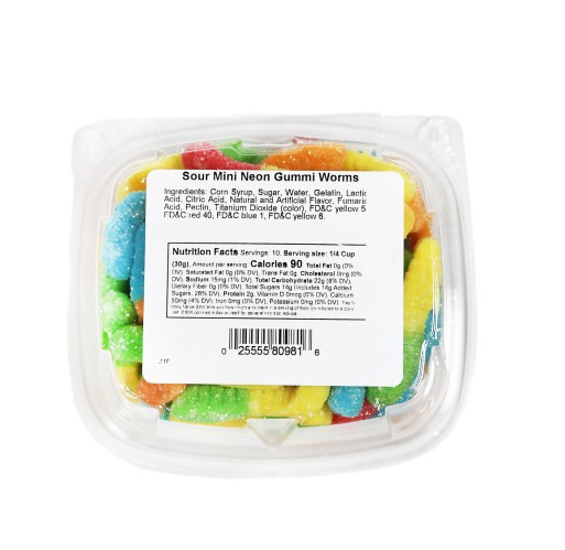 Tub - Gummy Mini Sour Neon Worms