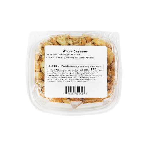 Tub - Cashews Whole Roasted & Salted